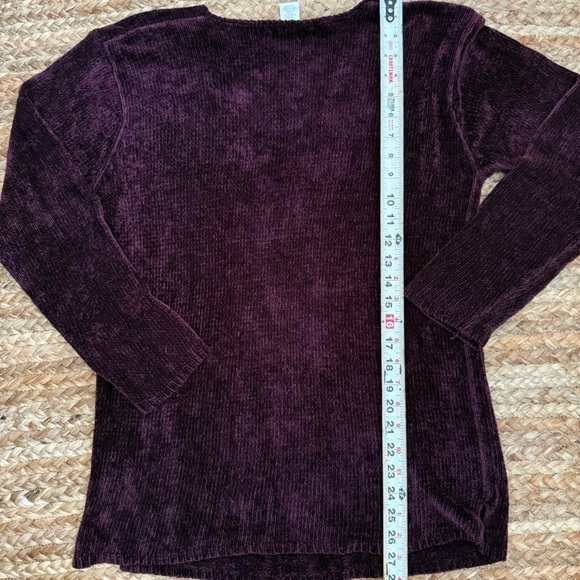 Vintage Sarah Spencer Medium Deep Burgundy Cozy Chenille V Neck Sweater - Picture 6 of 6